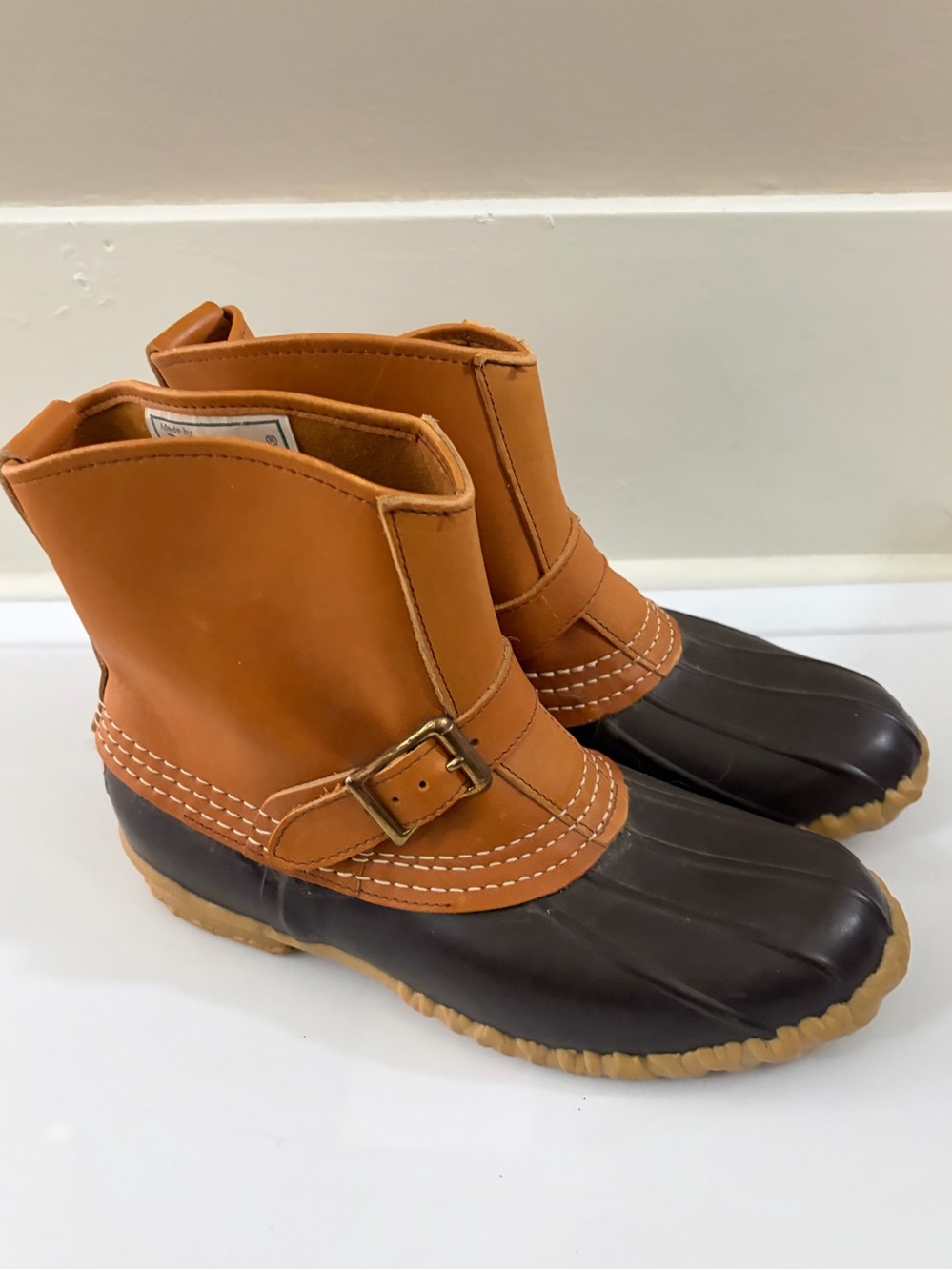 L.L Bean Vintage Bean Boots Brown Tan Size 8 Women's Rubber Boots - Picture 4 of 6